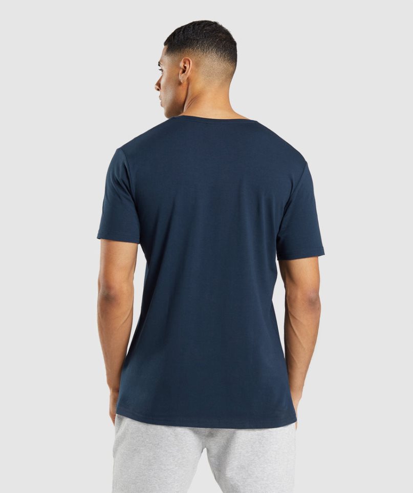 Men's Gymshark Essential T-Shirts Navy | CA 3871N0